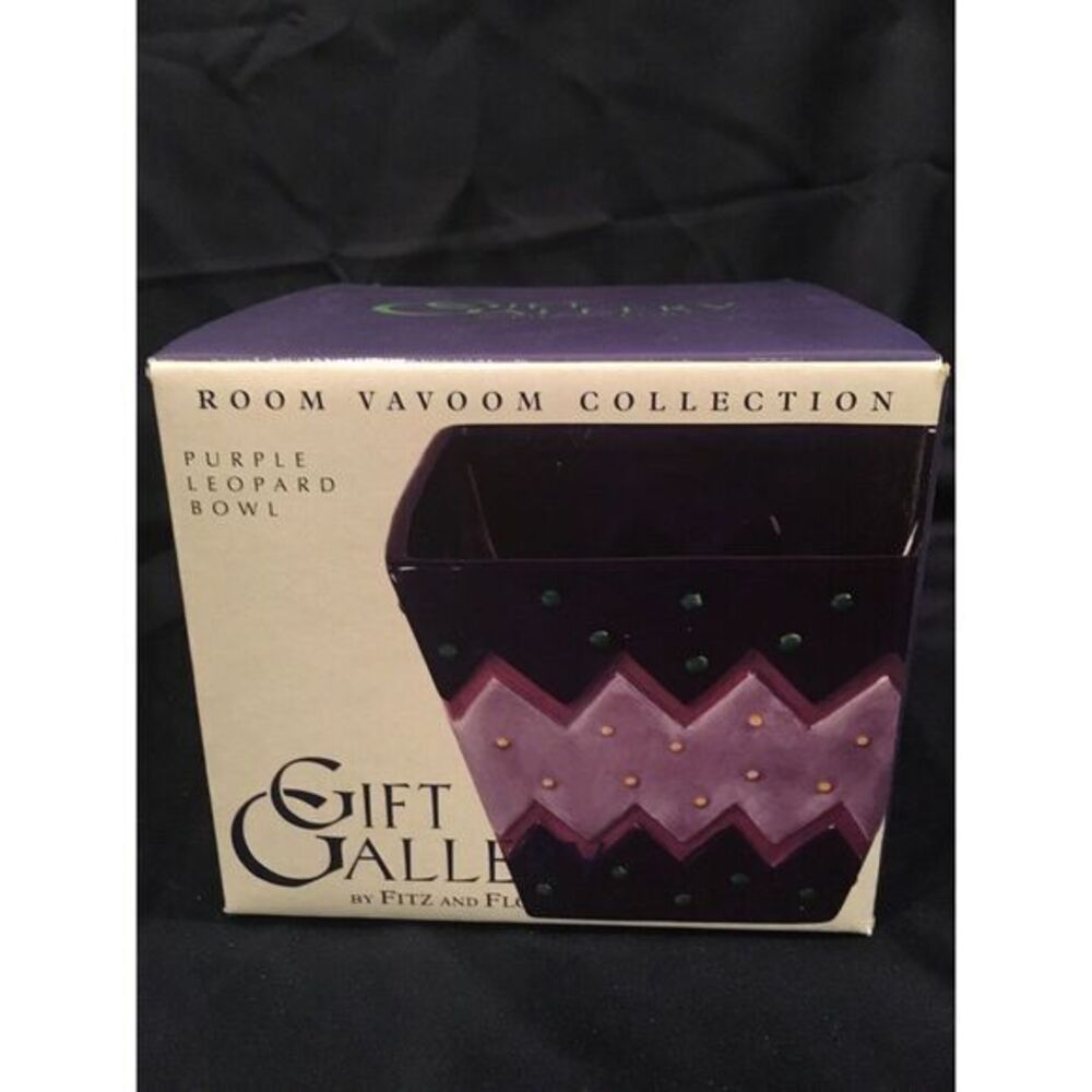 Fitz &‎ Floyd Room Vavoon Collection Purple Leopard Bowl